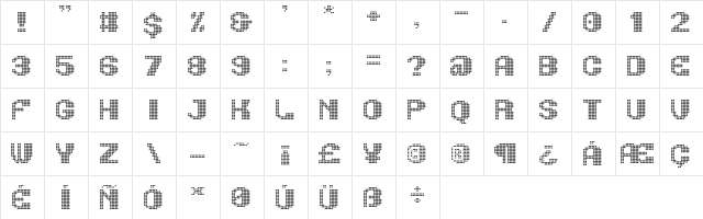 zetentas eYe/FS Regular  glyph index