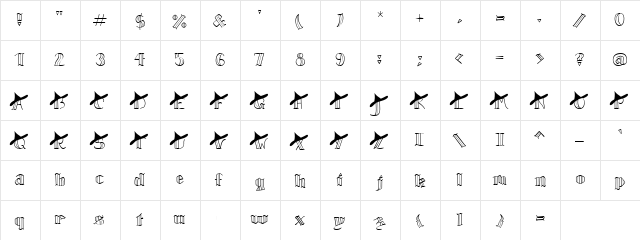 LD Witchy Regular  glyph index