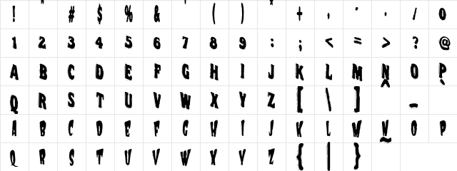 VTC NightOfTheWackedDead Regular  glyph index