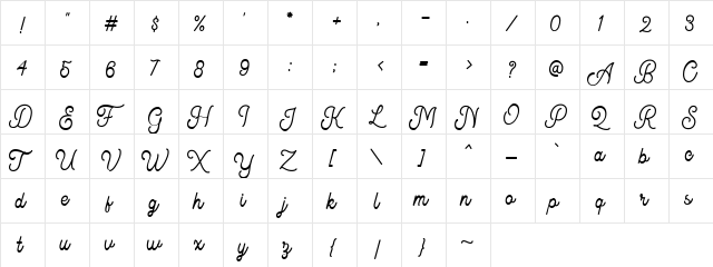 Kingbirds Regular DEMO Regular  glyph index