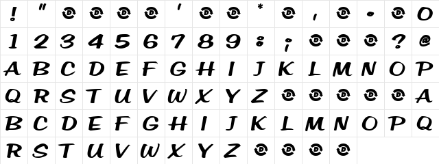 Big Boy Regular  glyph index