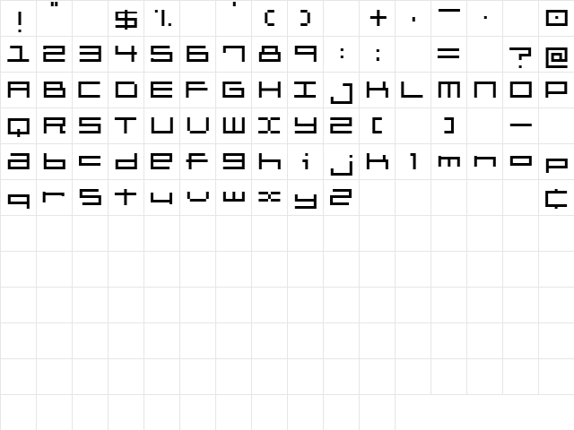 brickle Regular  glyph index