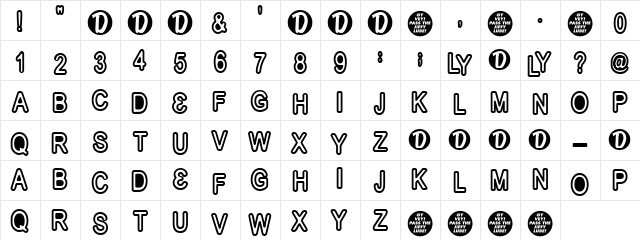 TunaFro Regular  glyph index
