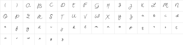 Miss Beautiful Bold Bold  glyph index