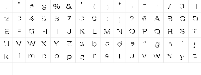 JumpCut Regular  glyph index