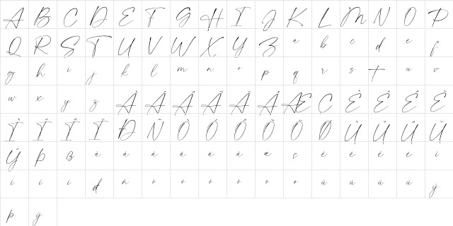 Segatha Regular  glyph index
