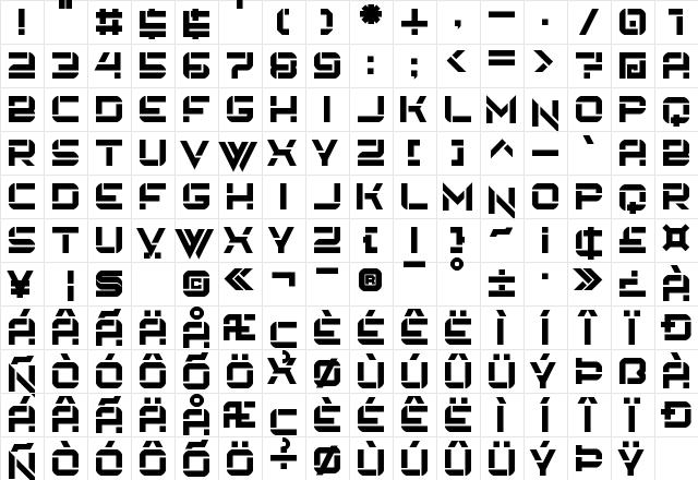 Embryonicʗorld Regular  glyph index