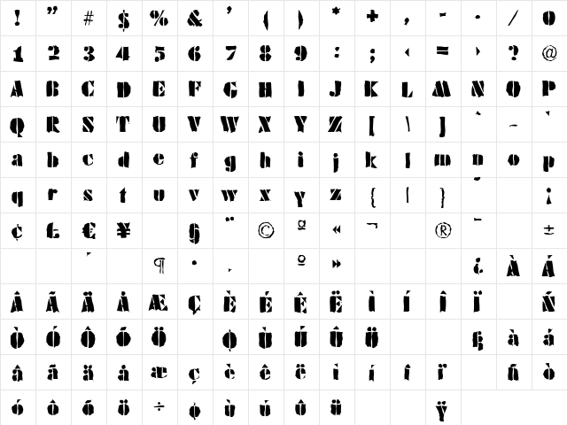 WendyBeckerRandom Regular  glyph index