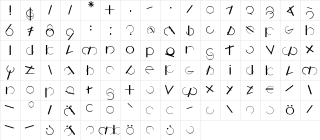 Logomatique Regular  glyph index