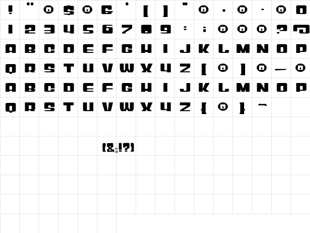 Thirteen Regular  glyph index