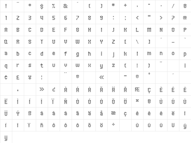 UNDACircle Regular  glyph index