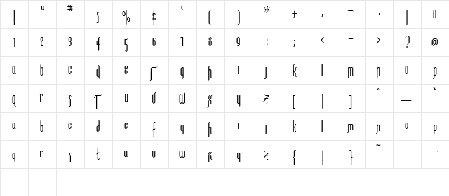 LORRAINE Regular  glyph index