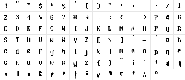 Flottig Regular  glyph index