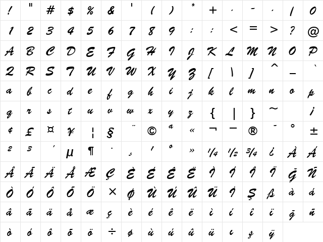 00971 Regular  glyph index