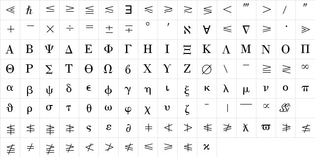 Quanta Pi Three SSi Regular  glyph index