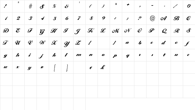 CypressSSK Regular  glyph index
