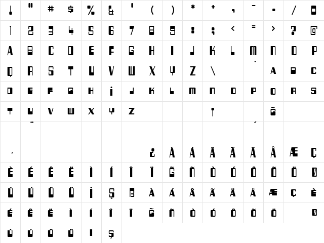 PCLifeNetone Regular  glyph index