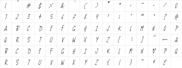 Love And Romance Italic  glyph index