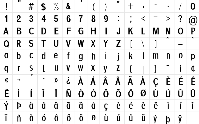 AGAJDA Bold  glyph index