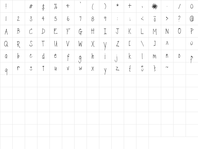 LD Fine Print 6 Regular  glyph index