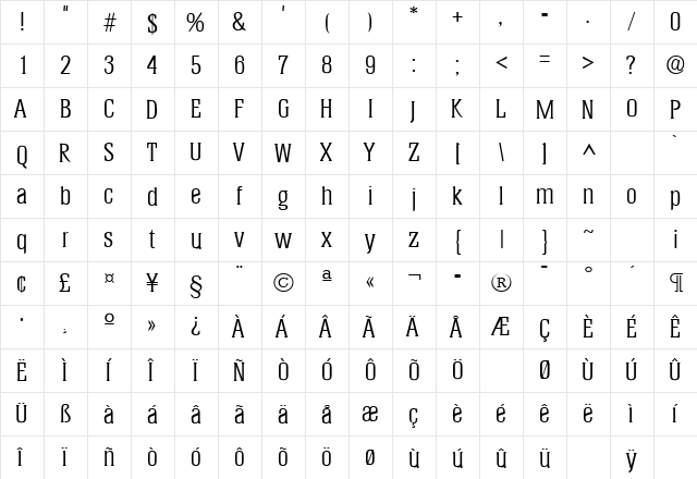 Helium Regular  glyph index