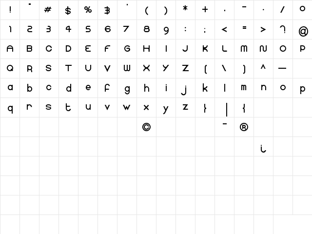 faucet Regular  glyph index