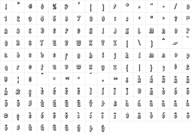 Squealer Embossed  glyph index