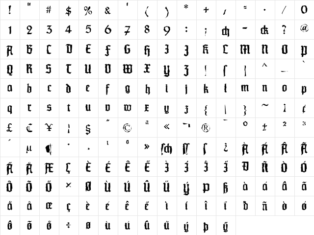 SchaftstiefelKaputt Regular  glyph index