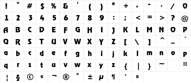 a_Rewinder Bold  glyph index