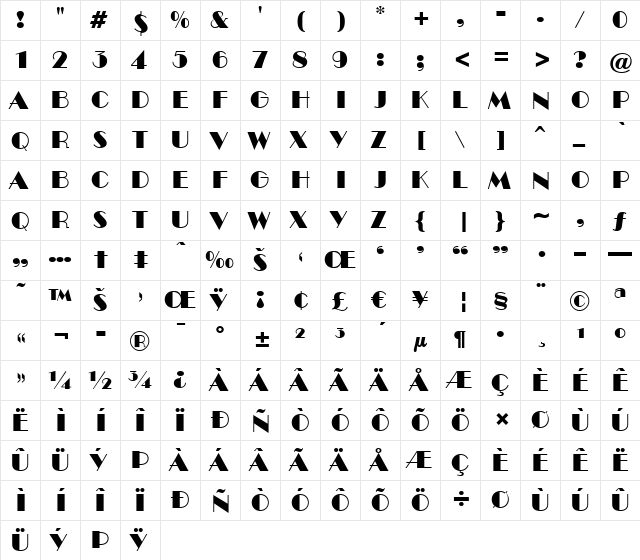 a_Bento Regular  glyph index
