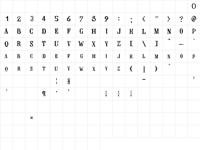 Bujardet Freres (Unregistered) Regular  glyph index