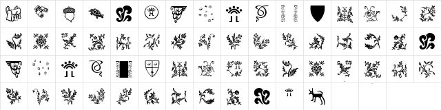 DesignPartsOne Regular  glyph index