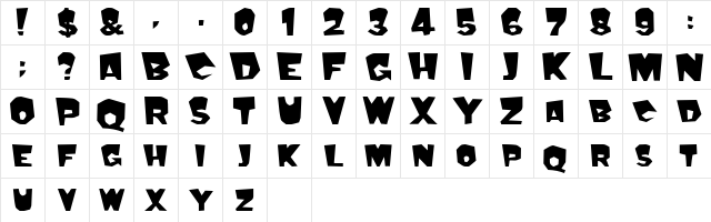 Mondo Bold  glyph index