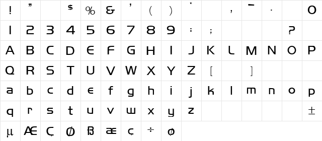 Koshgarian Regular  glyph index