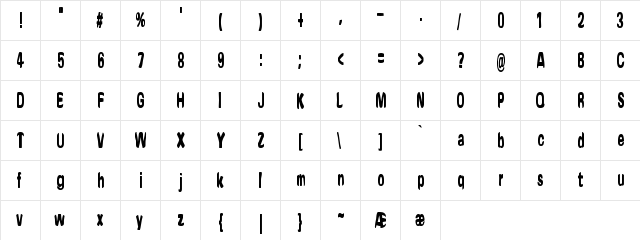 Yonder BRK Regular  glyph index