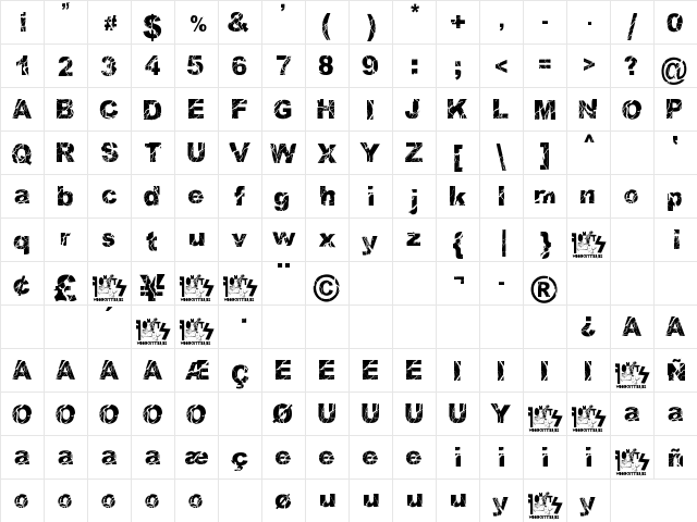 WOODCUTTER STORM Regular  glyph index