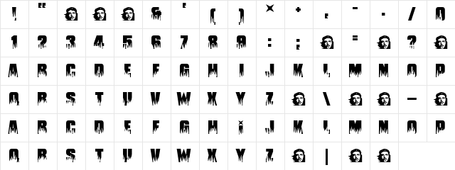 Guevara Regular  glyph index