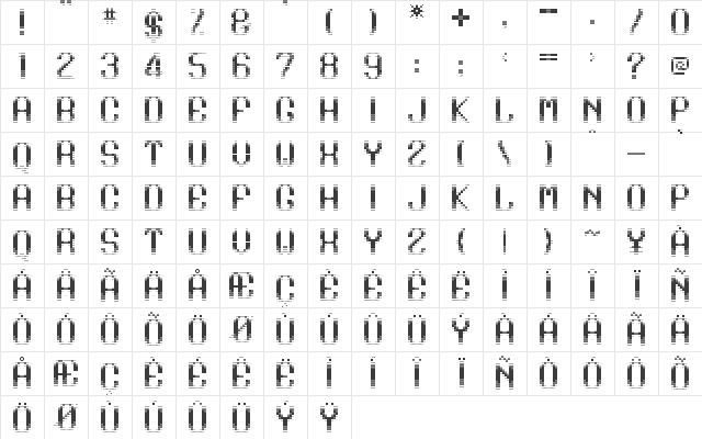 pallini Regular  glyph index
