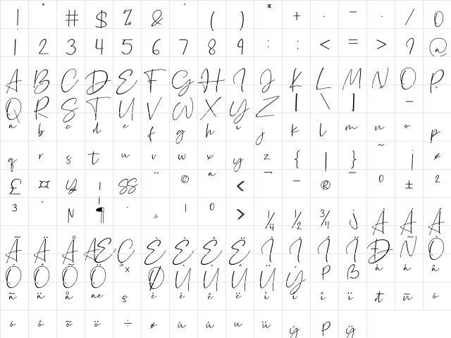 Silence Rocken Regular  glyph index