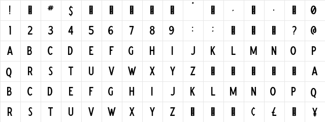 Cemoro Regular  glyph index
