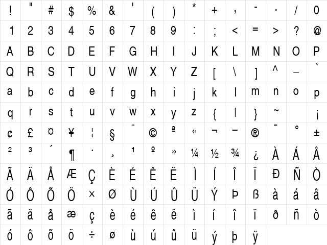 ContextSemiCondSSK Regular  glyph index
