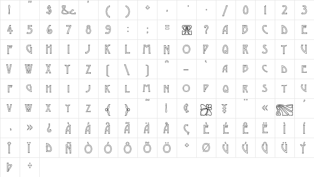 Desdemona Regular  glyph index