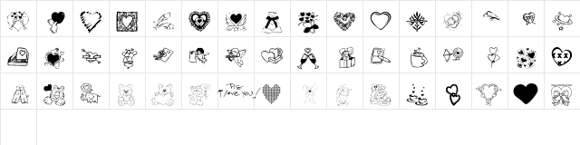 KR Valentine Dings 2002 Regular  glyph index