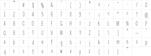 PC Primitive Stitch Regular  glyph index