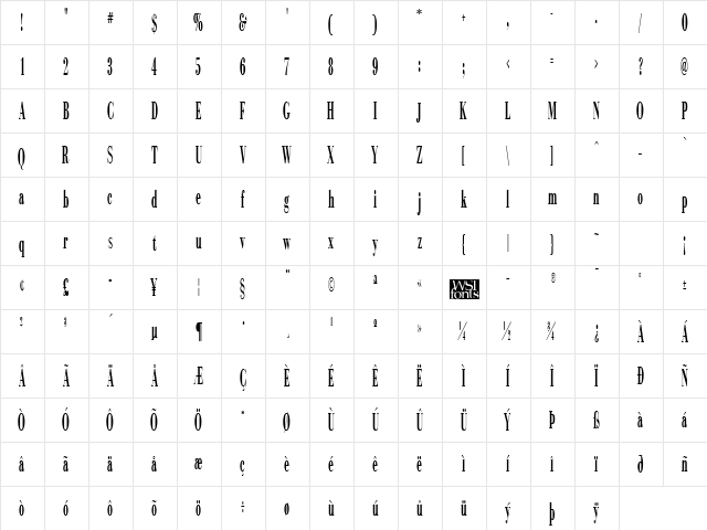 Compass Regular  glyph index