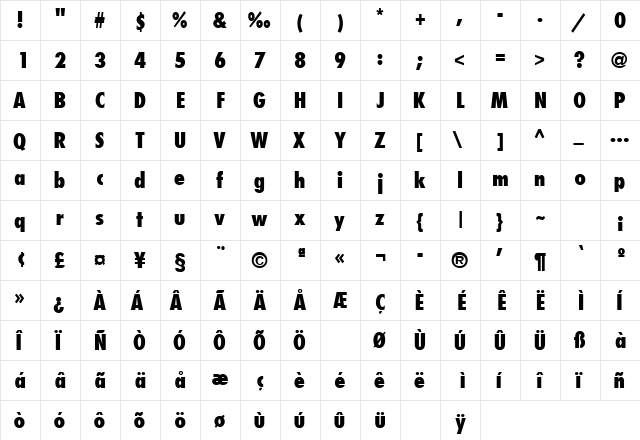 KudosCondSSK Bold  glyph index