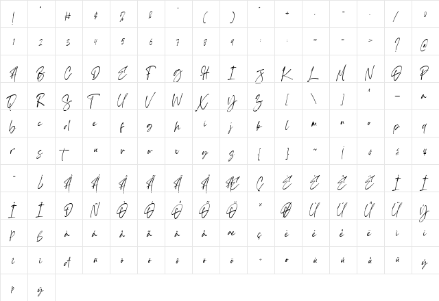 westborn Regular  glyph index