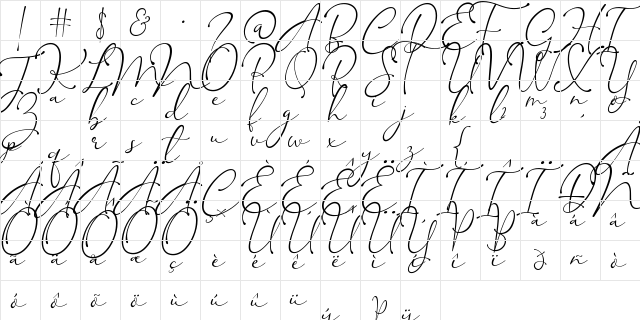 Kingsley Regular  glyph index