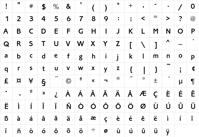 CorinthianEF Medium  glyph index