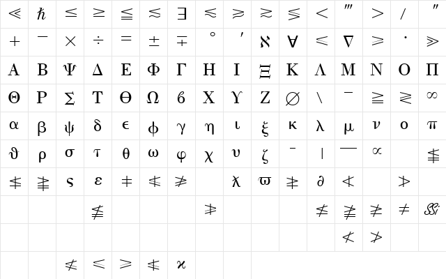 QuantaPiThreeSSK Regular  glyph index
